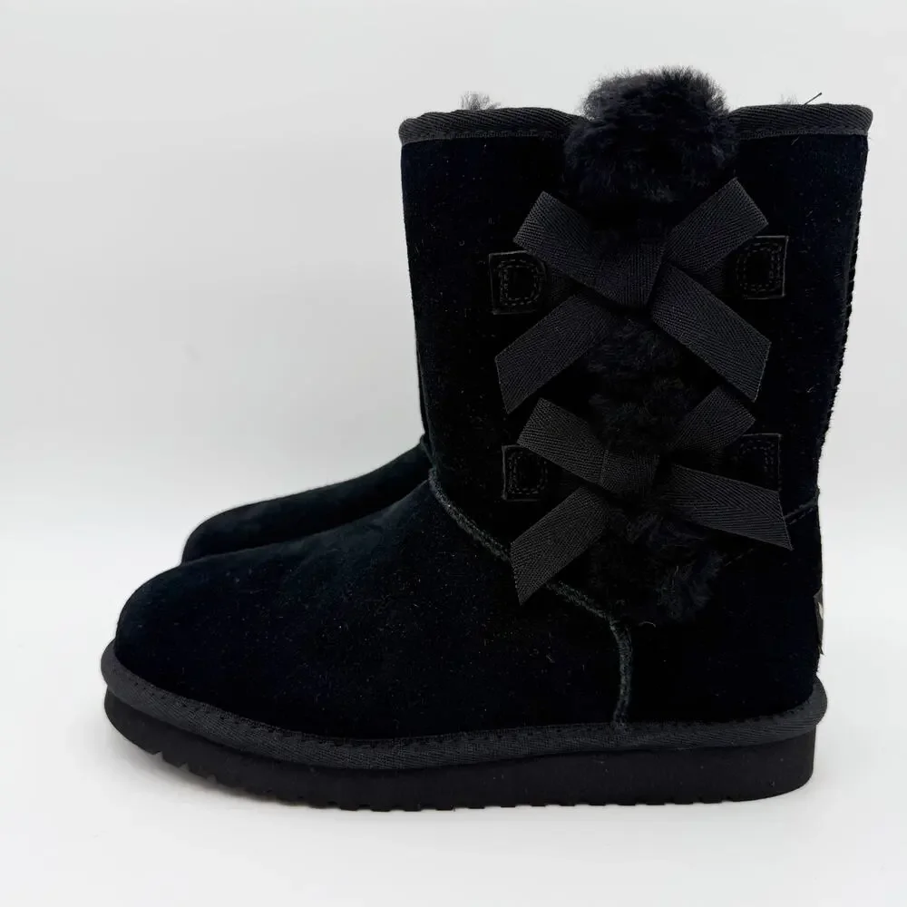 Koolaburra by UGG Womens Victoria Short Winter Boots US 5 EU 36 Black Suede NIB